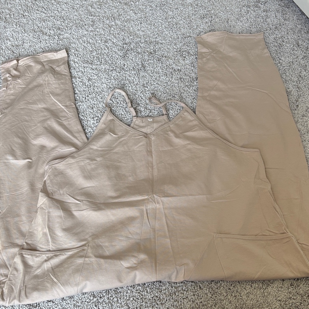Beige Sleeveless Jumpsuit